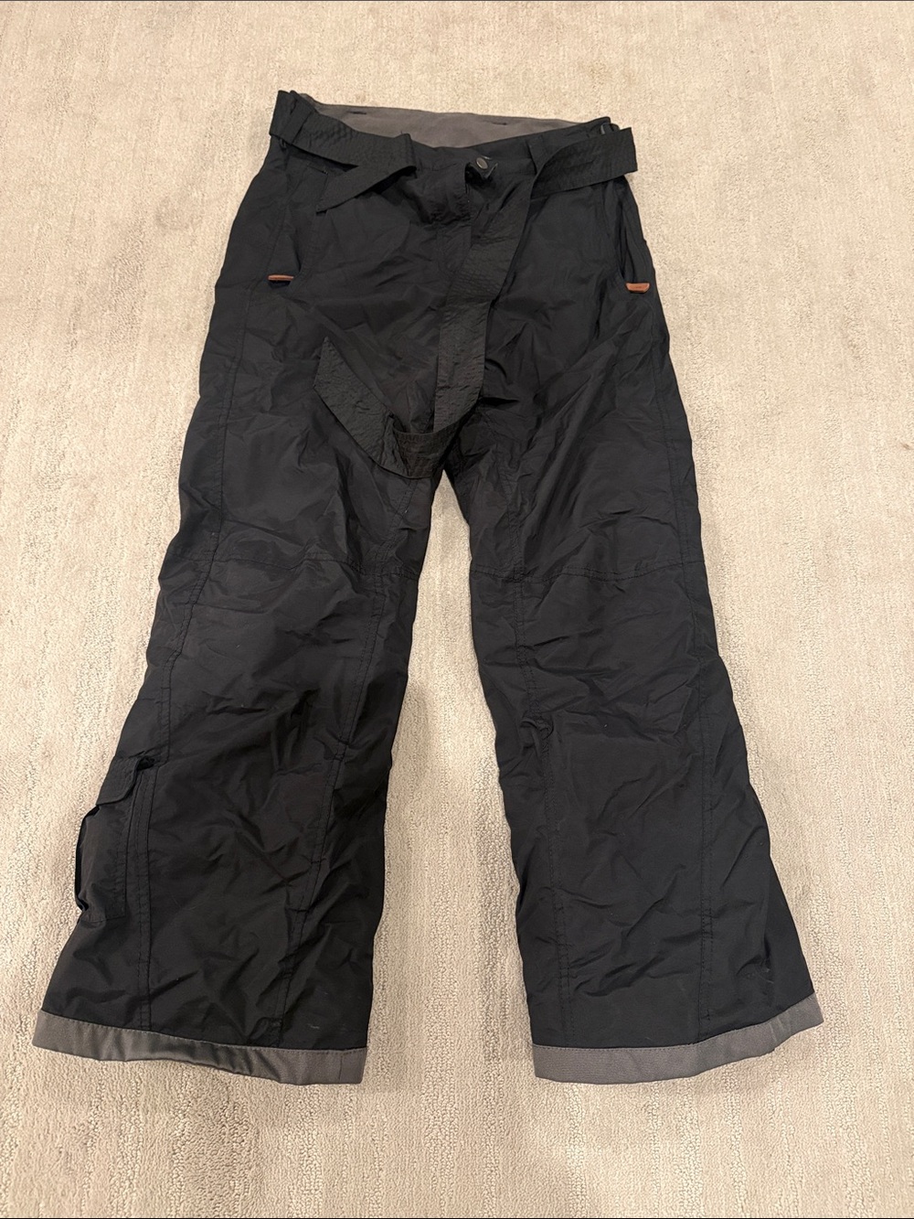 Black Women's Cargo Snow Pants with Waist Strap